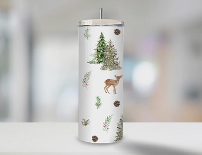 Simple Woodland Theme Tumbler | Full Design Skinny Tumbler