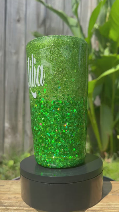 Green Glitter Tumbler | Personalized Tumbler
