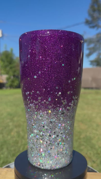 Purple & Silver Glitter Tumbler | Personalized Tumbler