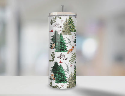 Holiday Greenery Tumbler | Full Design Skinny Tumbler