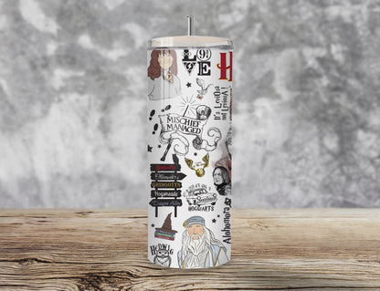 Harry Potter Iconic Tumbler | Full Design Skinny Tumbler
