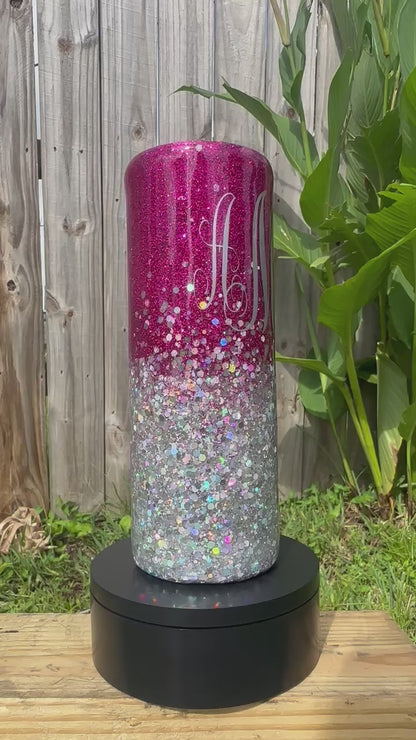 Pink & Silver Glitter Tumbler | Personalized Tumbler