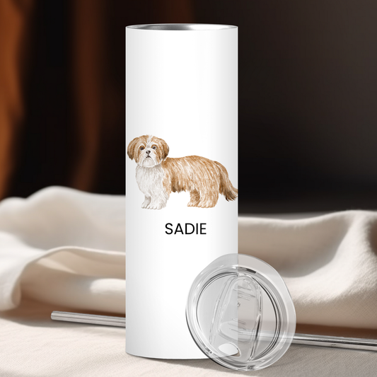 Personalized Shih Tzu Dog Tumbler | Custom Dog Name Gift for Pet Lovers | Full Design Skinny Tumbler