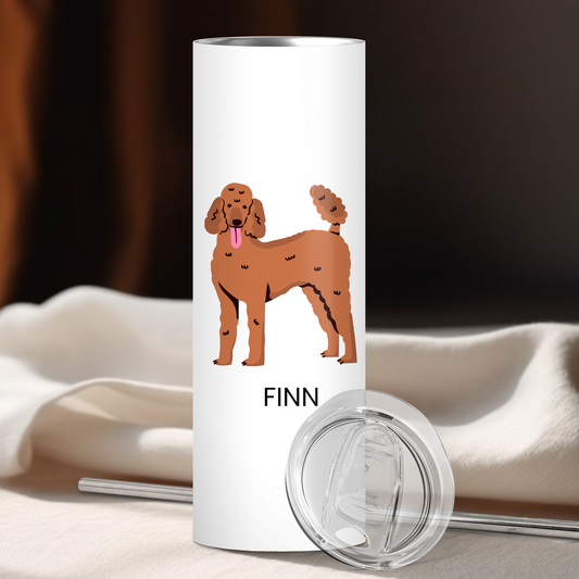 Personalized Poodle Dog Tumbler | Custom Dog Name Gift for Pet Lovers | Full Design Skinny Tumbler